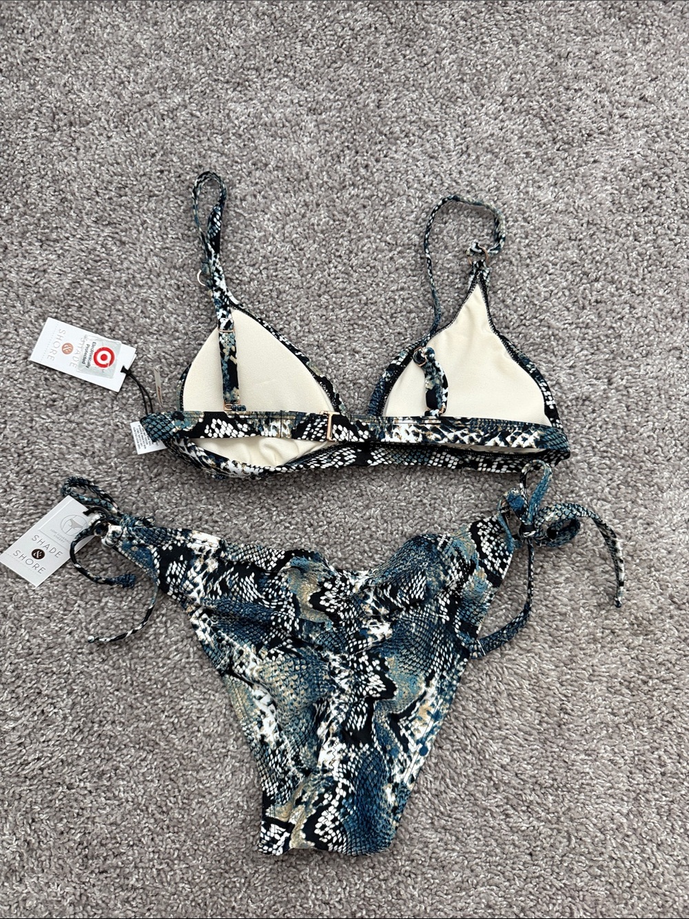 Shade & Shore Blue Snake-Print Tie-Side Bikini - Picture 4 of 4
